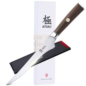 kyoku 6.5 inch boning knife - daimyo series - butcher knife with ergonomic rosewood handle, and mosaic pin - japanese 440c stainless steel kitchen knife with sheath & case