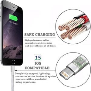 Ximytec iPhone Charger Cable [Mfi-Certified] 3Pack 10ft Nylon Braided High Speed USB Charging Cord Compatible with iPhone 12/11/XS/XR/X/8/7/6/5/iPad-SilverGray