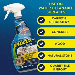 Un-Duz-It Pet Odor and Stain Remover Spray, Pet Stain Remover Removes Urine, Feces, Vomit Stains and Odors, 32 Fl Oz Spray Bottle