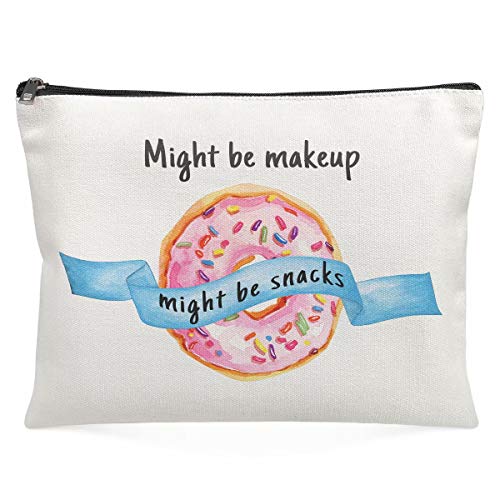 Funny Makeup Cosmetic Bag For Women - Might Be Makeup Might Be Snacks - Cute Multifunction Pouch Travel Bag Cotton Canvas For Girls Friend Mom Sister Teens Birthday Christmas Gifts …