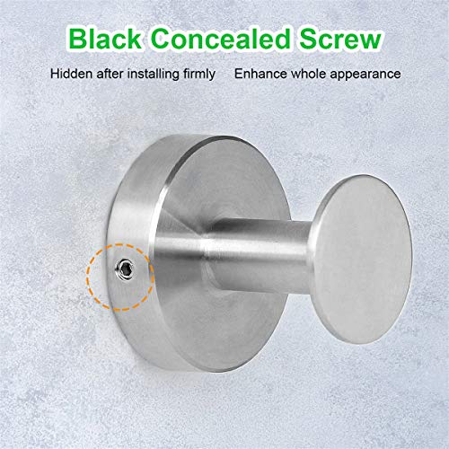 WaaWee 2 Pack Robe Towel Hook, Wall Mount Stainless Steel Wall Hook, Heavy Duty Clothes Coat Hooks for Bathroom Kitchen Home Storage (Silver)