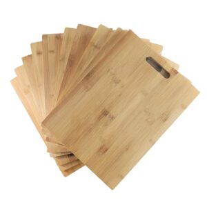 (set of 10) 15"x11" thick sturdy bulk rectangular plain bamboo cutting boards | for customized engraving gifts | wholesale premium blank board (with handle)