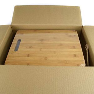 (Set of 10) 15"X11" Thick Sturdy Bulk Rectangular Plain Bamboo Cutting Boards | For Customized Engraving Gifts | Wholesale Premium Blank Board (With Handle)