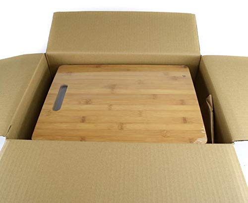 (Set of 10) 15"X11" Thick Sturdy Bulk Rectangular Plain Bamboo Cutting Boards | For Customized Engraving Gifts | Wholesale Premium Blank Board (With Handle)