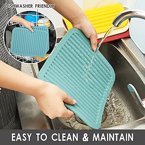 Smithcraft Silicone Trivets Mats for Hot Dishes and Hot Pots, Hot Pads for Countertops, Tables, Pot Holders, Spoon Rest Small Drying Mats Set of 2 Many Colors for Your Choose (Grey Blue)