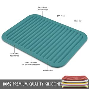 Smithcraft Silicone Trivets Mats for Hot Dishes and Hot Pots, Hot Pads for Countertops, Tables, Pot Holders, Spoon Rest Small Drying Mats Set of 2 Many Colors for Your Choose (Grey Blue)