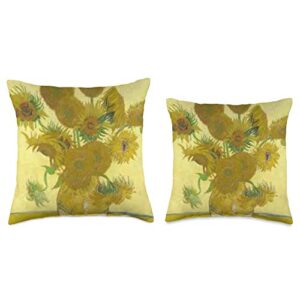 Unique Home Decor Vintage Artwork Style Gift Shop Vincent Van Gogh Painting Retro Sunflower Decor Throw Pillow, 18x18, Multicolor