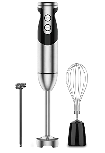 3-in-1 Immersion Hand Blender, Powerful 800 Watt 12-Speed Stick Blender with Sturdy Titanium Plated Stainless Steel Blades