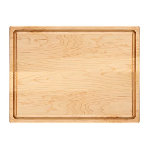 MAISON RODIN Large Wood Cutting Board 16"x12"x3/4", Canadian Maple Wood, Carving & Chopping Wooden Board with Juice Groove, Made in Canada, Charcuterie boards, Kitchen Essentials