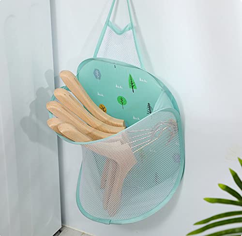 Mesh Hanging Popup Laundry Hamper, Foldable Pop-up Mesh Hamper Dirty Clothes Basket With Carry Handles Easy to Open and Fold Flat for Storage, Odors & Moisture Proof (Green)