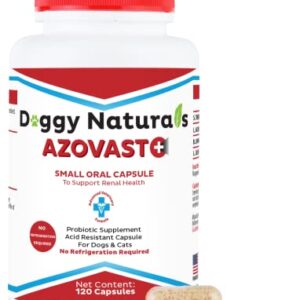 Azovast Plus Kidney Health Supplement for Dogs & Cats, 120ct - NO Refrigeration Required - Help Support Kidney Function & Manage Renal Toxins - Renal Care Supplement Capsule(U.S.A) (120 Caps)