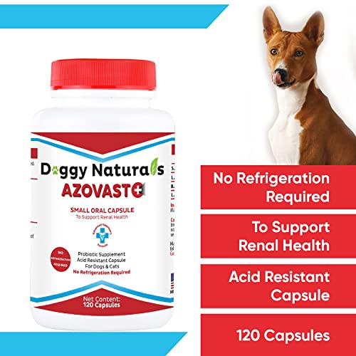 Azovast Plus Kidney Health Supplement for Dogs & Cats, 120ct - NO Refrigeration Required - Help Support Kidney Function & Manage Renal Toxins - Renal Care Supplement Capsule(U.S.A) (120 Caps)