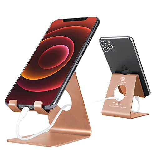 Toiyason Cell Phone Stand Desk Phone Holder, Cradle, Dock, Compatible with All 4-8inch Phones, Office Kitchen Traveling Accessories T1 Rose Gold