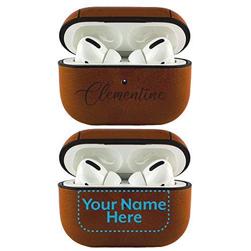 AudioSpice Custom Name Case for AirPods Pro (1st Generation) – Personalized Design – Put Your Name or Text on a Leatherette Case for AirPods Pro – Name