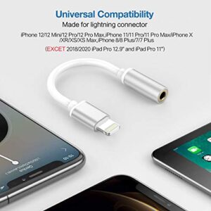 Lightning to 3.5mm Headphone Jack Adapter,Apple MFi Certified Earbuds Splitter Headset Dongle Converter Compatible for iPhone 14/13/12 Mini SE 11 Pro Max X XR XS, Support Music Control