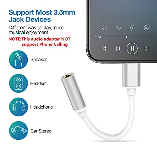 Lightning to 3.5mm Headphone Jack Adapter,Apple MFi Certified Earbuds Splitter Headset Dongle Converter Compatible for iPhone 14/13/12 Mini SE 11 Pro Max X XR XS, Support Music Control