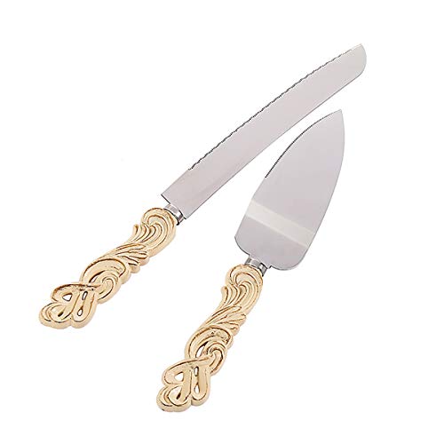 TRUE LOVE GIFT Wedding Cake Knife and Server Set Bride and Groom 2-Piece Dessert Set Party Wedding Anniversary Celebration