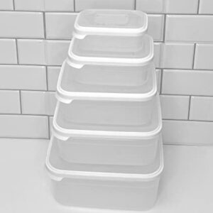 Helsim White 10-Piece Containers Set with Lids for Storage, Lunch, and Meal Prep, Dishwasher & Microwave Safe