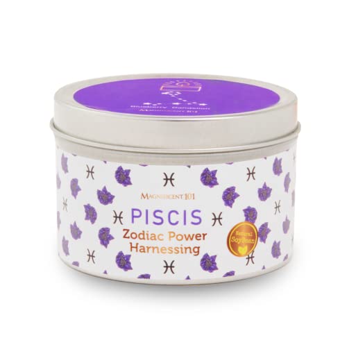 Magnificent 101 Pisces Zodiac Sign Candle – Scented Soy Wax – Choose Your Birthdate – Make Great Gifts for Horoscope Astrology Fans – 6oz Tin Holder Ideal for Men’s and Women’s Décor Styles