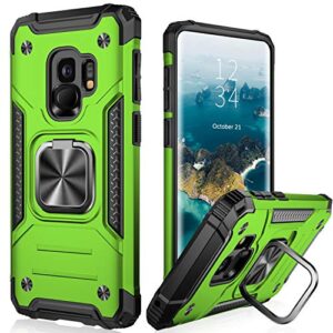 ikazz galaxy s9 case,samsung s9 cover dual layer soft flexible tpu and hard pc anti-slip full-body rugged protective phone case with magnetic kickstand for samsung galaxy s9 green