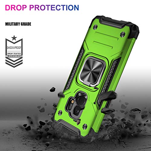 IKAZZ Galaxy S9 Case,Samsung S9 Cover Dual Layer Soft Flexible TPU and Hard PC Anti-Slip Full-Body Rugged Protective Phone Case with Magnetic Kickstand for Samsung Galaxy S9 Green