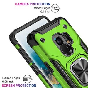 IKAZZ Galaxy S9 Case,Samsung S9 Cover Dual Layer Soft Flexible TPU and Hard PC Anti-Slip Full-Body Rugged Protective Phone Case with Magnetic Kickstand for Samsung Galaxy S9 Green