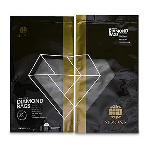 SEZONS - Diamond Bags - Black/Clear - Vacuum Sealing bags 5mil - 50 bags (11x24, Black/Clear)