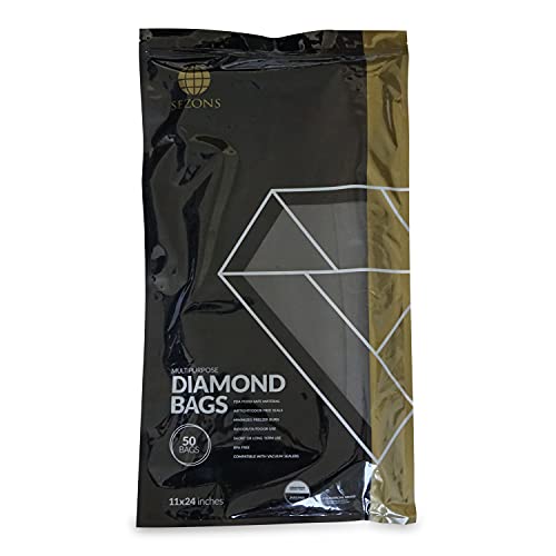 SEZONS - Diamond Bags - Black/Clear - Vacuum Sealing bags 5mil - 50 bags (11x24, Black/Clear)