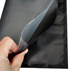 SEZONS - Diamond Bags - Black/Clear - Vacuum Sealing bags 5mil - 50 bags (11x24, Black/Clear)