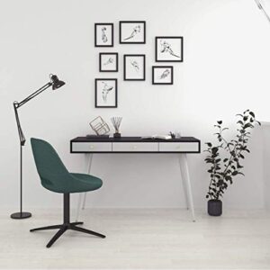 EASYTOUR Mid Century Desk, 47" Home Office Desk with 3 Drawers, Wooden Computer Workstation Modern Writing Table with Metal Legs, Easy Assembly (Black+Grey)