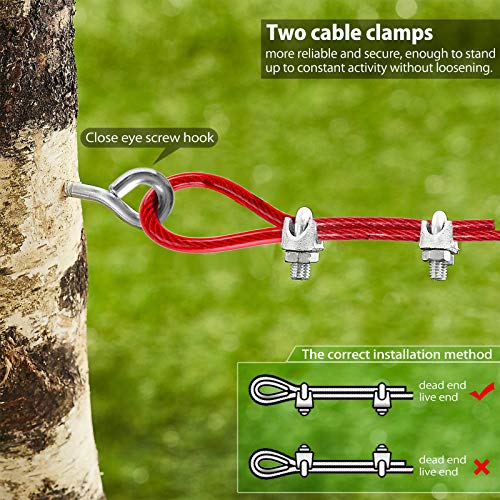 Heavy Duty Aerial Dog Tie Out Trolley System for Small to Large Dogs - Dog Run Cable 100ft /75ft /50ft Dog Zipline with 10ft Dog Runner Cable for Yard Camping