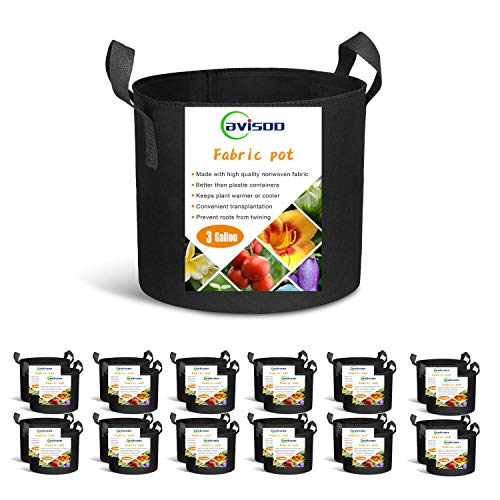 Cavisoo 24-Pack 3 Gallon Grow Bags, Heavy Duty Thickened Non-Woven Plant Fabric Pots with Reinforced Handles