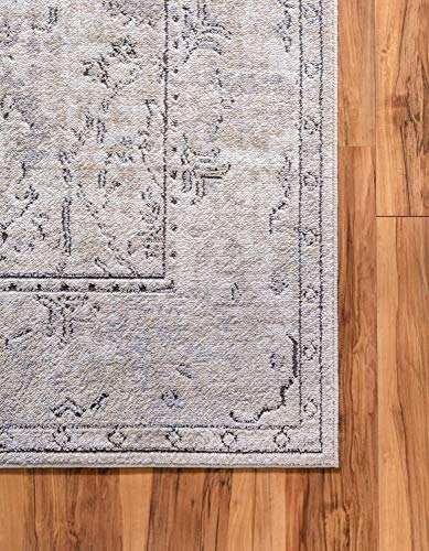 Rugs.com Oregon Collection Rug – 4 Ft Square Ivory Low-Pile Rug Perfect for Living Rooms, Kitchens, Entryways