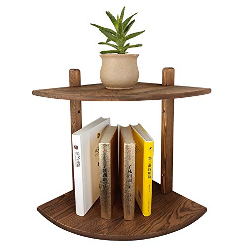 OUEEGER Floating Corner Shelf, Wood Corner Shelves Floating Wall Mounted, Small Book Corner Shelves for Living Room, Bedroom, Kitchen