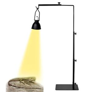 altobooc heavy duty adjustable floor heat lamp stand for reptile & amphibian terrariums and other cold blooded animal enclosures with 10 x reusable fastening cables & metal lamp hook
