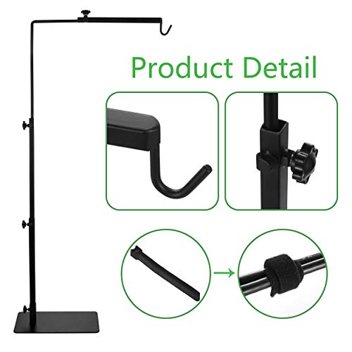 Altobooc Heavy Duty Adjustable Floor Heat Lamp Stand for Reptile & Amphibian Terrariums and Other Cold Blooded Animal Enclosures with 10 x Reusable Fastening Cables & Metal Lamp Hook