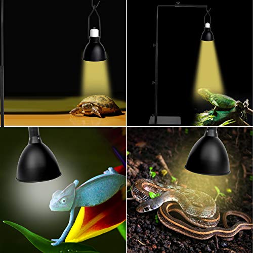 Altobooc Heavy Duty Adjustable Floor Heat Lamp Stand for Reptile & Amphibian Terrariums and Other Cold Blooded Animal Enclosures with 10 x Reusable Fastening Cables & Metal Lamp Hook