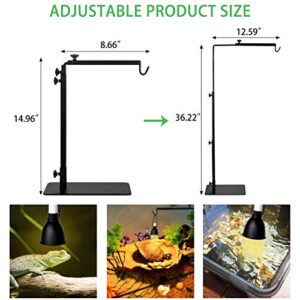 Altobooc Heavy Duty Adjustable Floor Heat Lamp Stand for Reptile & Amphibian Terrariums and Other Cold Blooded Animal Enclosures with 10 x Reusable Fastening Cables & Metal Lamp Hook