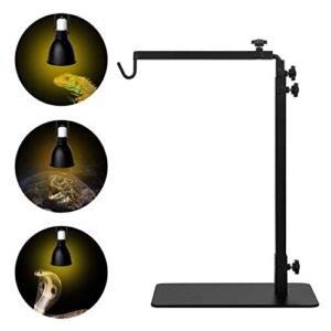 Altobooc Heavy Duty Adjustable Floor Heat Lamp Stand for Reptile & Amphibian Terrariums and Other Cold Blooded Animal Enclosures with 10 x Reusable Fastening Cables & Metal Lamp Hook