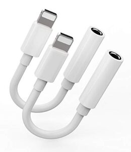 2pack,headphone adapter dongle to 3.5 mm jack earphone audio aux connector for iphone 12/11/xs/x/8/7/pro/xr/se/max/plus support all ios lightning compatible with ipad car music accessories headset
