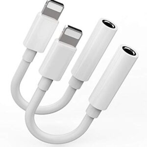 2Pack,Headphone Adapter Dongle to 3.5 mm Jack Earphone Audio Aux Connector for iPhone 12/11/XS/X/8/7/pro/xr/SE/MAX/PLUS Support All iOS Lightning Compatible with iPad Car Music Accessories Headset