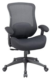 longboss office chair ergonomic computer desk mesh chair, back waist cushion and height adjustable armrest - blk