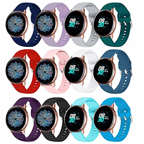 EnoYoo 12 Color Bands Compatible for Samsung Galaxy Watch 4/ Active 2 40mm 44mm/Galaxy Watch 4 Classic/Galaxy Watch 5/Galaxy Watch 5 Pro, 20MM Soft Silicone Strap for Women Men