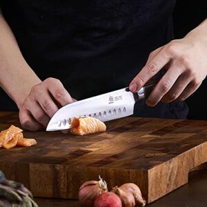 KYOKU 7 Inch Santoku Knife - Daimyo Series - Asian Knife Japanese Chef Knife with Ergonomic Rosewood Handle, & Mosaic Pin - Japanese 440C Stainless Steel Kitchen Knife with Sheath & Case