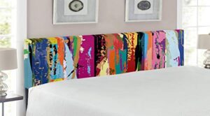 ambesonne abstract headboard, multicolored expressionist work of art vibrant rainbow design tainted pattern, upholstered decorative metal bed headboard with memory foam, king size, multicolor