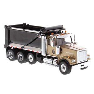 Diecast Masters Western Star 4900 SFFA Dump Truck | Tandem with Pusher Axle & OxBodies Stampede Dump Cab | 1:50 Scale Model Semi Trucks | Diecast Model by Diecast Masters 71080