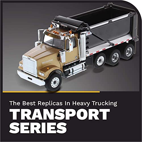 Diecast Masters Western Star 4900 SFFA Dump Truck | Tandem with Pusher Axle & OxBodies Stampede Dump Cab | 1:50 Scale Model Semi Trucks | Diecast Model by Diecast Masters 71080