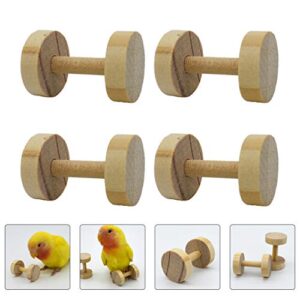 POPETPOP Parrot Toy 4pcs Creative Parrot Chewing Toys Wooden Dumbbell Playthings Funny Bird Cage Toy for Small Cockatiels Conures Parakeets Finch Educational Toys