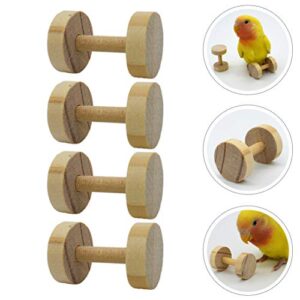 POPETPOP Parrot Toy 4pcs Creative Parrot Chewing Toys Wooden Dumbbell Playthings Funny Bird Cage Toy for Small Cockatiels Conures Parakeets Finch Educational Toys