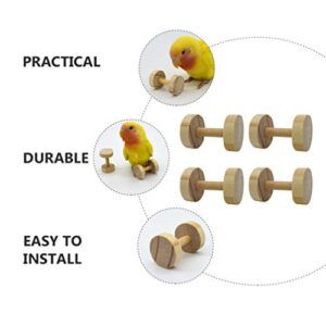 POPETPOP Parrot Toy 4pcs Creative Parrot Chewing Toys Wooden Dumbbell Playthings Funny Bird Cage Toy for Small Cockatiels Conures Parakeets Finch Educational Toys